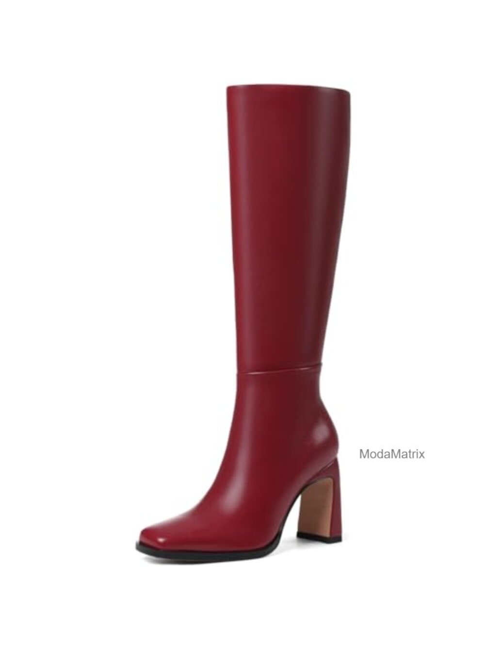 Knee High Boots Square Toe Chunky Heel Faux Leather Tall Fall Winter